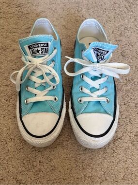 Converse Low Top Sneakers in Aqua Blue with White Accents